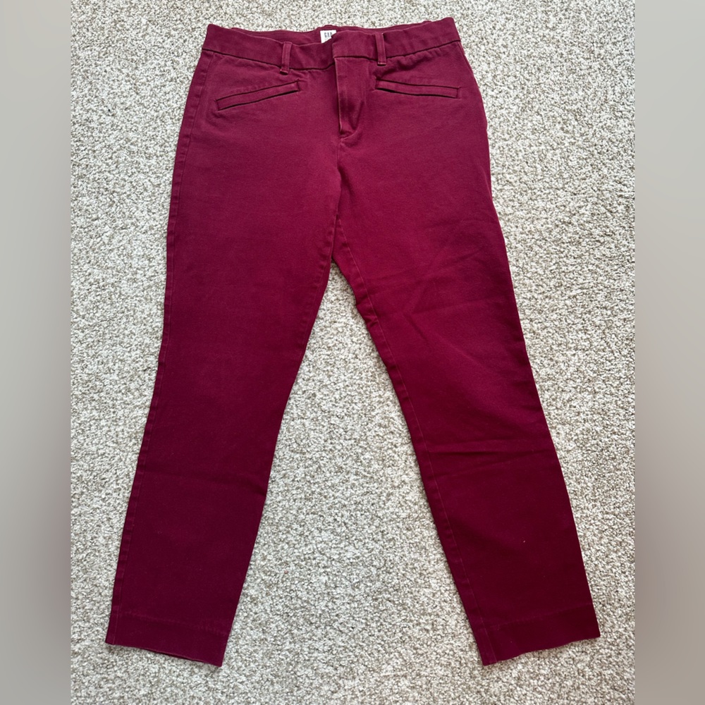 GAP Size 6 Regular, Burgundy Skinny Ankle Dress Pants